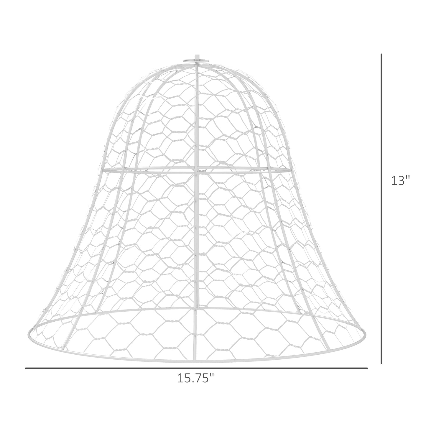 '-Outsunny 6 Pack Garden Cloches for Plants, 16" x 13" Metal Crop Cage, Plant Cages to Keep Animals Out, White - Outdoor Style Company