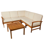 '-Outsunny 6 Piece Acacia Wood L Shaped Sectional Sofa Furniture Set - Teak - Outdoor Style Company