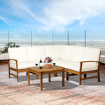 '-Outsunny 6 Piece Acacia Wood L Shaped Sectional Sofa Furniture Set - Teak - Outdoor Style Company