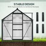 '-Outsunny 6' x 10' x 7' Polycarbonate Greenhouse, Heavy Duty Outdoor Aluminum Greenhouse Kit with Vent and Door for Backyard Garden, Gray - Outdoor Style Company