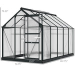 '-Outsunny 6' x 10' x 7' Polycarbonate Greenhouse, Heavy Duty Outdoor Aluminum Greenhouse Kit with Vent and Door for Backyard Garden, Gray - Outdoor Style Company