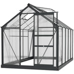 '-Outsunny 6' x 10' x 7' Polycarbonate Greenhouse, Heavy Duty Outdoor Aluminum Greenhouse Kit with Vent and Door for Backyard Garden, Gray - Outdoor Style Company