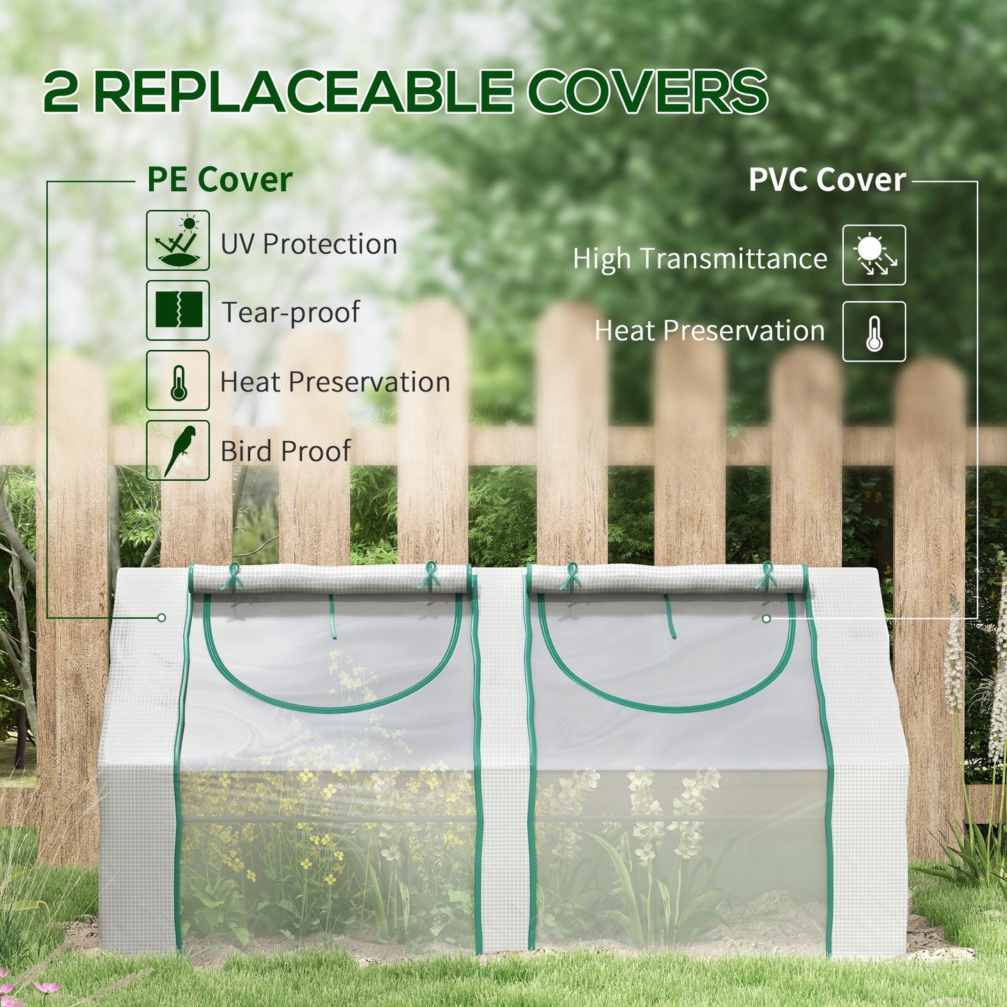 '-Outsunny 6' x 3' x 3' Portable Greenhouse, Garden Hot House with Two PE/PVC Covers and 2 Roll Up Windows, Clear - Outdoor Style Company