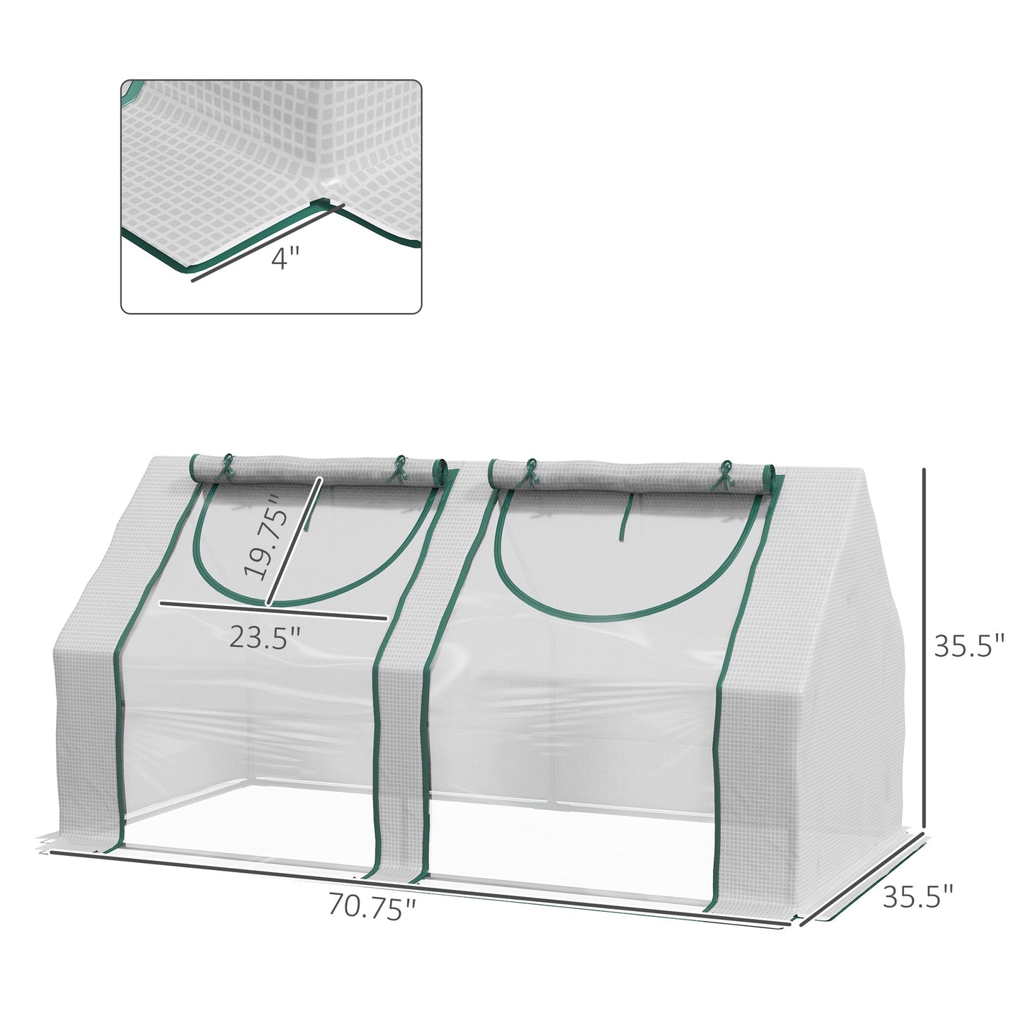 '-Outsunny 6' x 3' x 3' Portable Greenhouse, Garden Hot House with Two PE/PVC Covers and 2 Roll Up Windows, Clear - Outdoor Style Company