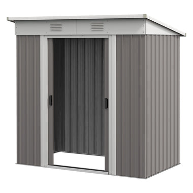 -Outsunny 6' x 4' Metal Garden Shed, Backyard Tool Storage Shed with Dual Locking Doors, 2 Air Vents and Steel Frame for Garden Backyard Lawn, Gray - Outdoor Style Company
