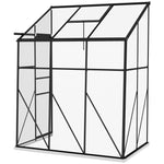 '-Outsunny 6' x 4' Walk-in Polycarbonate Greenhouse Lean-to Aluminum Green House with Rain Gutter and Foundation, Black - Outdoor Style Company