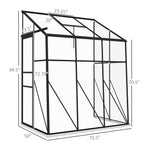 '-Outsunny 6' x 4' Walk-in Polycarbonate Greenhouse Lean-to Aluminum Green House with Rain Gutter and Foundation, Black - Outdoor Style Company