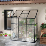 '-Outsunny 6' x 4' Walk-in Polycarbonate Greenhouse Lean-to Aluminum Green House with Rain Gutter and Foundation, Black - Outdoor Style Company