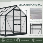 -Outsunny 6' x 8' x 7' Polycarbonate Greenhouse, Outdoor Aluminum Walk-in Greenhouse Kit with Vent and Door for Backyard Garden, Gray - Outdoor Style Company
