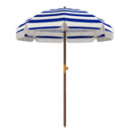 '-Outsunny 6.2' Beach Umbrella for Travel, Vent, Ruffles, Carry Bag, Portable Outdoor Umbrella for Garden, Blue - Outdoor Style Company