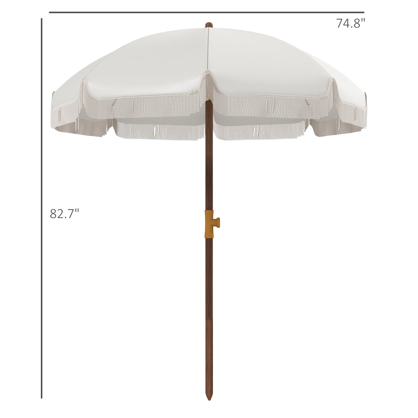 '-Outsunny 6.2' Beach Umbrella for Travel, Vent, Ruffles, Carry Bag, Portable Outdoor Umbrella for Garden, White - Outdoor Style Company