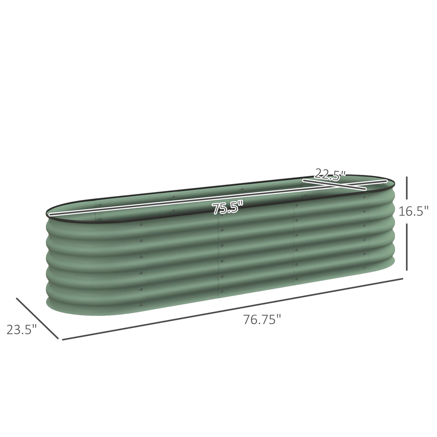 '-Outsunny 6.4 x 2 x 1.4ft Galvanized Raised Beds, Metal Garden Beds with Safety Edging, Green - Outdoor Style Company