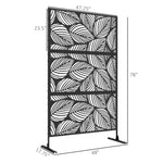 '-Outsunny 6.5' Decorative Outdoor Divider, Metal Privacy Screen with Stand, Leaf Motif, Black - Outdoor Style Company