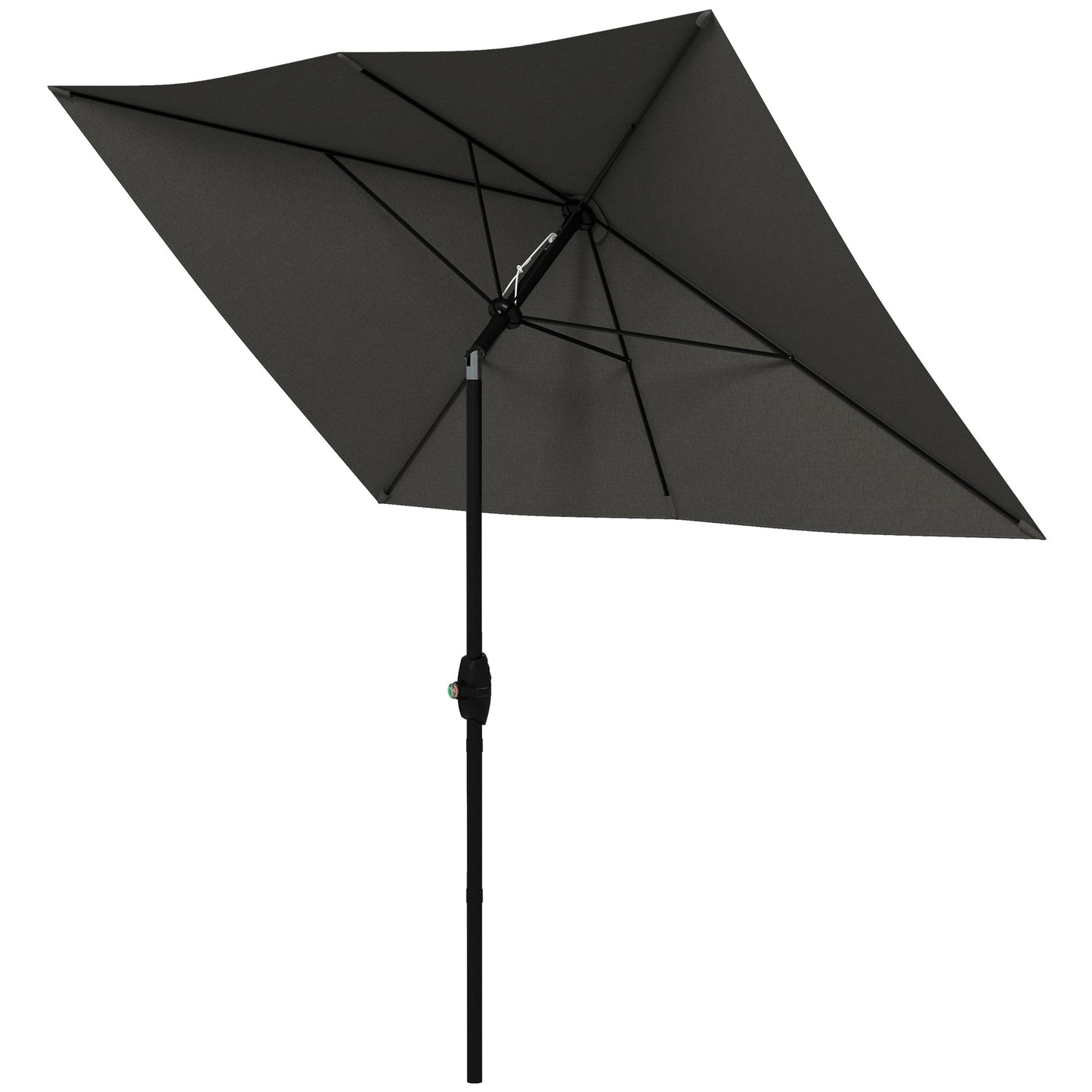 '-Outsunny 6.5' x 10' Rectangular Outdoor Patio Table Market Umbrella with Crank and Push Button Tilt, Dark Gray - Outdoor Style Company