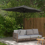 '-Outsunny 6.5' x 10' Rectangular Outdoor Patio Table Market Umbrella with Crank and Push Button Tilt, Dark Gray - Outdoor Style Company