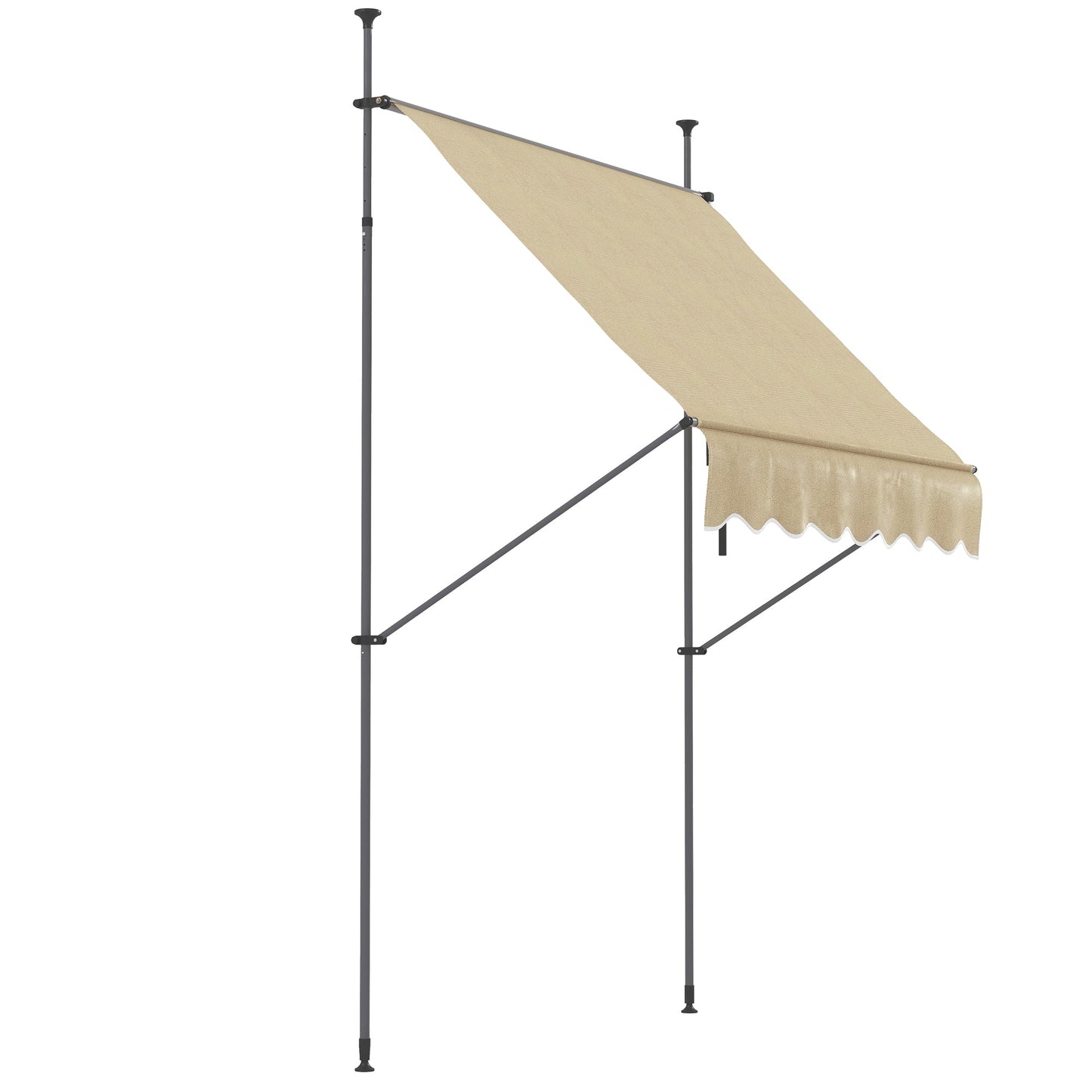 '-Outsunny 6.5' x 4' Manual Retractable Awning, Non-Screw Freestanding Patio Awning, UV Resistant, for Window or Door, Beige - Outdoor Style Company