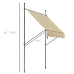 '-Outsunny 6.5' x 4' Manual Retractable Awning, Non-Screw Freestanding Patio Awning, UV Resistant, for Window or Door, Beige - Outdoor Style Company