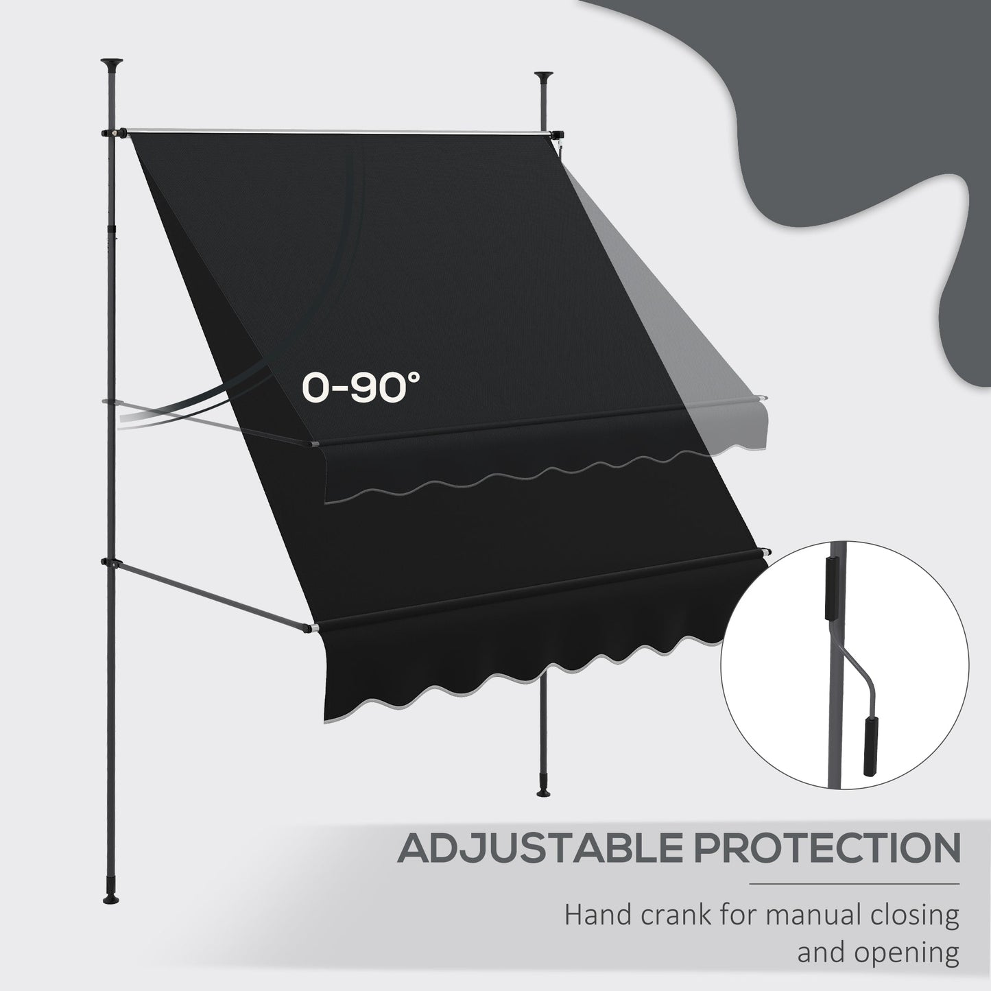 -Outsunny 6.5' x 4' Manual Retractable Awning, Non-Screw Freestanding Patio Awning, UV Resistant, for Window or Door, Black - Outdoor Style Company