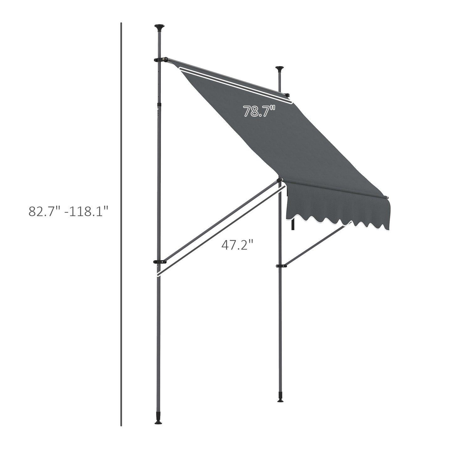 '-Outsunny 6.5' x 4' Manual Retractable Awning, Non-Screw Freestanding Patio Awning, UV Resistant, for Window or Door, Dark Gray - Outdoor Style Company