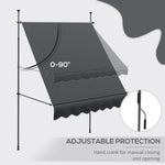 '-Outsunny 6.5' x 4' Manual Retractable Awning, Non-Screw Freestanding Patio Awning, UV Resistant, for Window or Door, Dark Gray - Outdoor Style Company