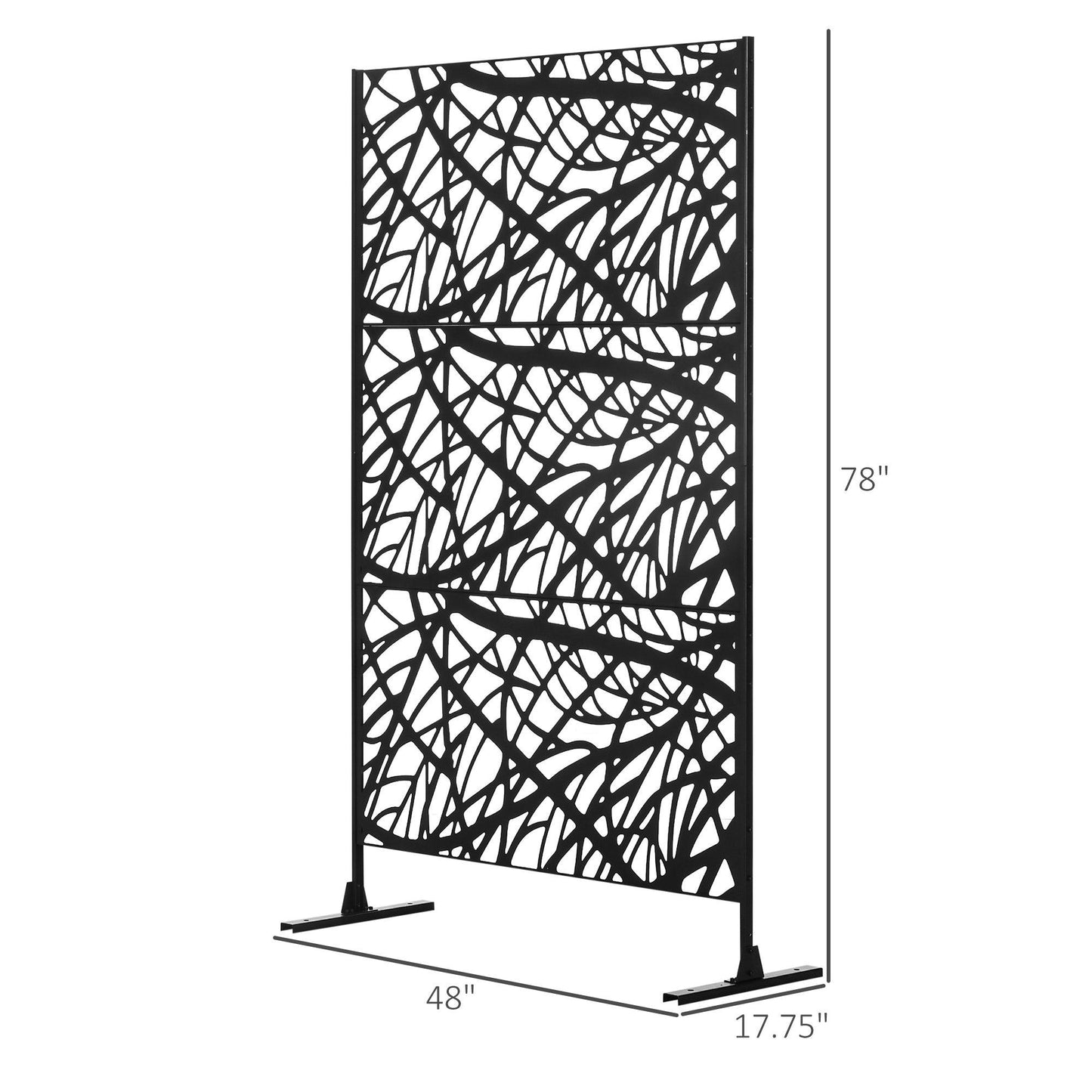 '-Outsunny 6.5FT Metal Outdoor Privacy Panels, Outdoor Room Divider with Stand and Ground Stakes, for Garden, Messy Branch Style - Outdoor Style Company