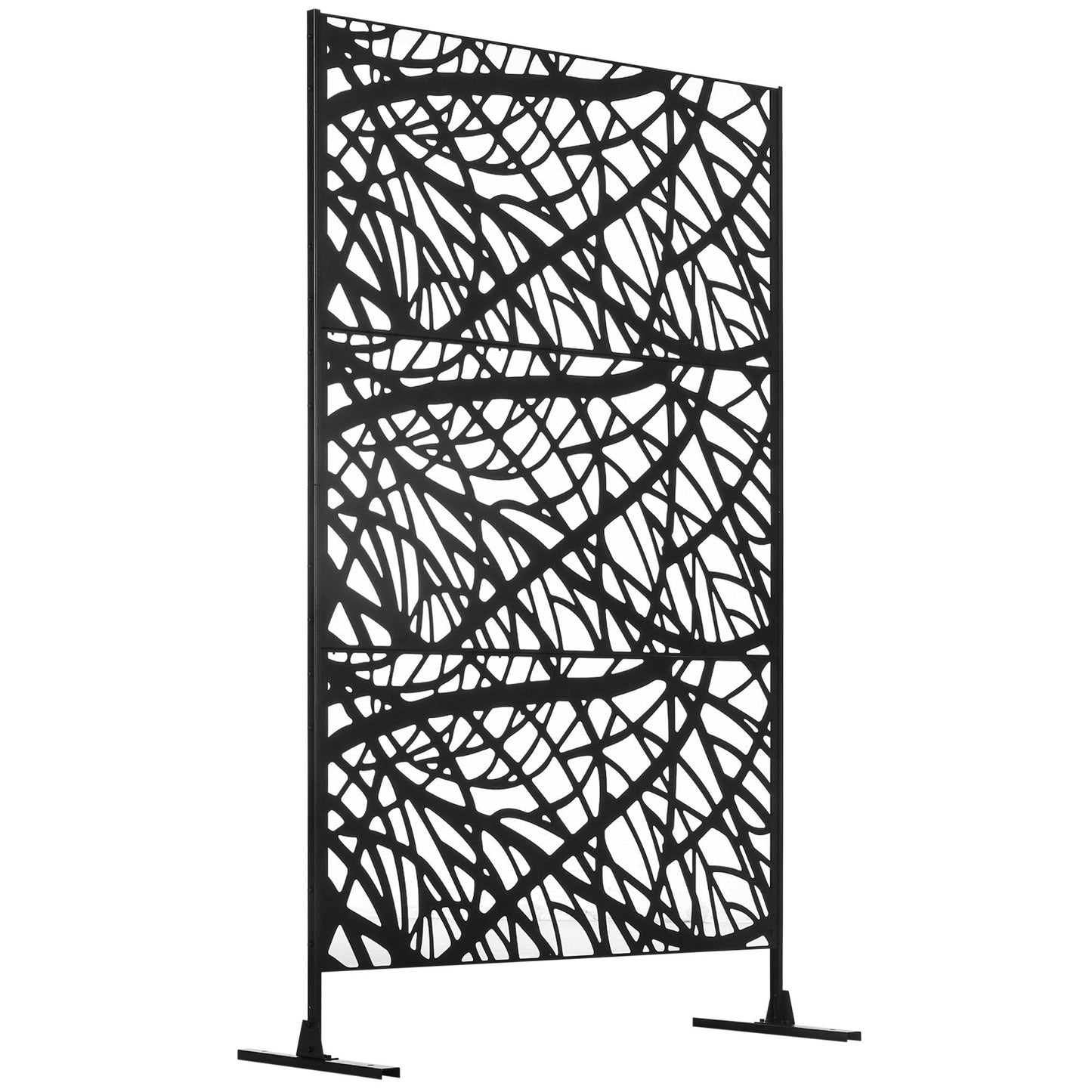 '-Outsunny 6.5FT Metal Outdoor Privacy Panels, Outdoor Room Divider with Stand and Ground Stakes, for Garden, Messy Branch Style - Outdoor Style Company