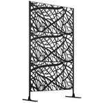 '-Outsunny 6.5FT Metal Outdoor Privacy Panels, Outdoor Room Divider with Stand and Ground Stakes, for Garden, Messy Branch Style - Outdoor Style Company