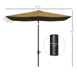 '-Outsunny 6.6 X 10 ft Rectangular Market Umbrella Patio Outdoor Table Umbrellas with Crank & Push Button Tilt, Coffee - Outdoor Style Company