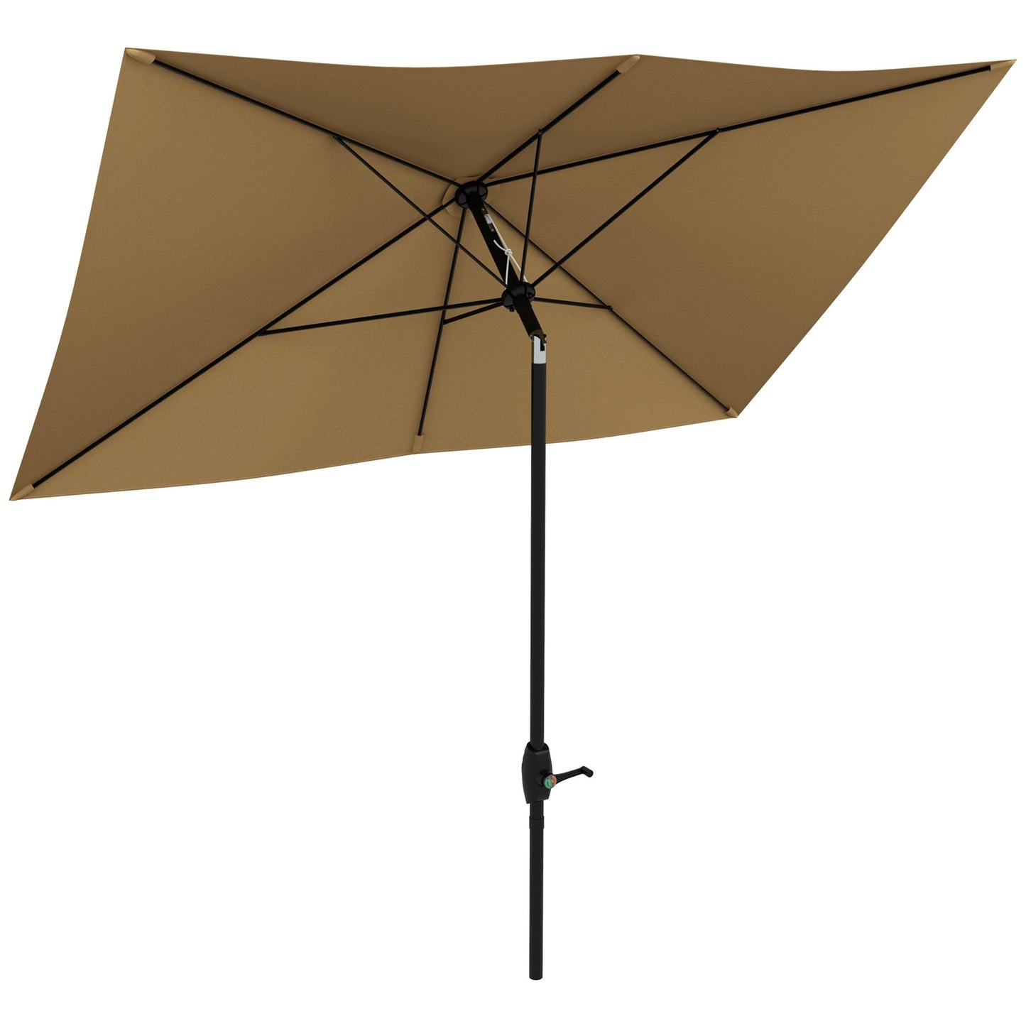 '-Outsunny 6.6 X 10 ft Rectangular Market Umbrella Patio Outdoor Table Umbrellas with Crank & Push Button Tilt, Coffee - Outdoor Style Company