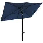 '-Outsunny 6.6 X 10 ft Rectangular Patio Umbrella Outdoor Table Market Umbrella with Crank & Push Button Tilt for Garden, Lawn, Deck & Backyard, Blue - Outdoor Style Company