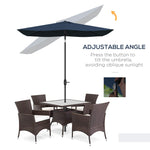 '-Outsunny 6.6 X 10 ft Rectangular Patio Umbrella Outdoor Table Market Umbrella with Crank & Push Button Tilt for Garden, Lawn, Deck & Backyard, Blue - Outdoor Style Company