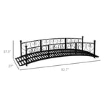 '-Outsunny 7' Metal Arch Garden Bridge Arc Footbridge with Side Railings Decorative Scrollwork, Black - Outdoor Style Company