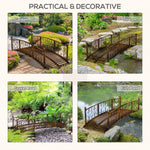 '-Outsunny 7' Metal Arch Garden Bridge Arc Footbridge with Side Railings Decorative Scrollwork, Bronze - Outdoor Style Company