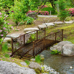 '-Outsunny 7' Metal Arch Garden Bridge Arc Footbridge with Side Railings Decorative Scrollwork, Bronze - Outdoor Style Company