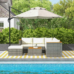 Coffee Tables - Outsunny 7 Pieces Outdoor Patio Furniture Set, PE Rattan Wicker Sectional Sofa Set with Cushions, Coffee Table, White - Outdoor Style Company