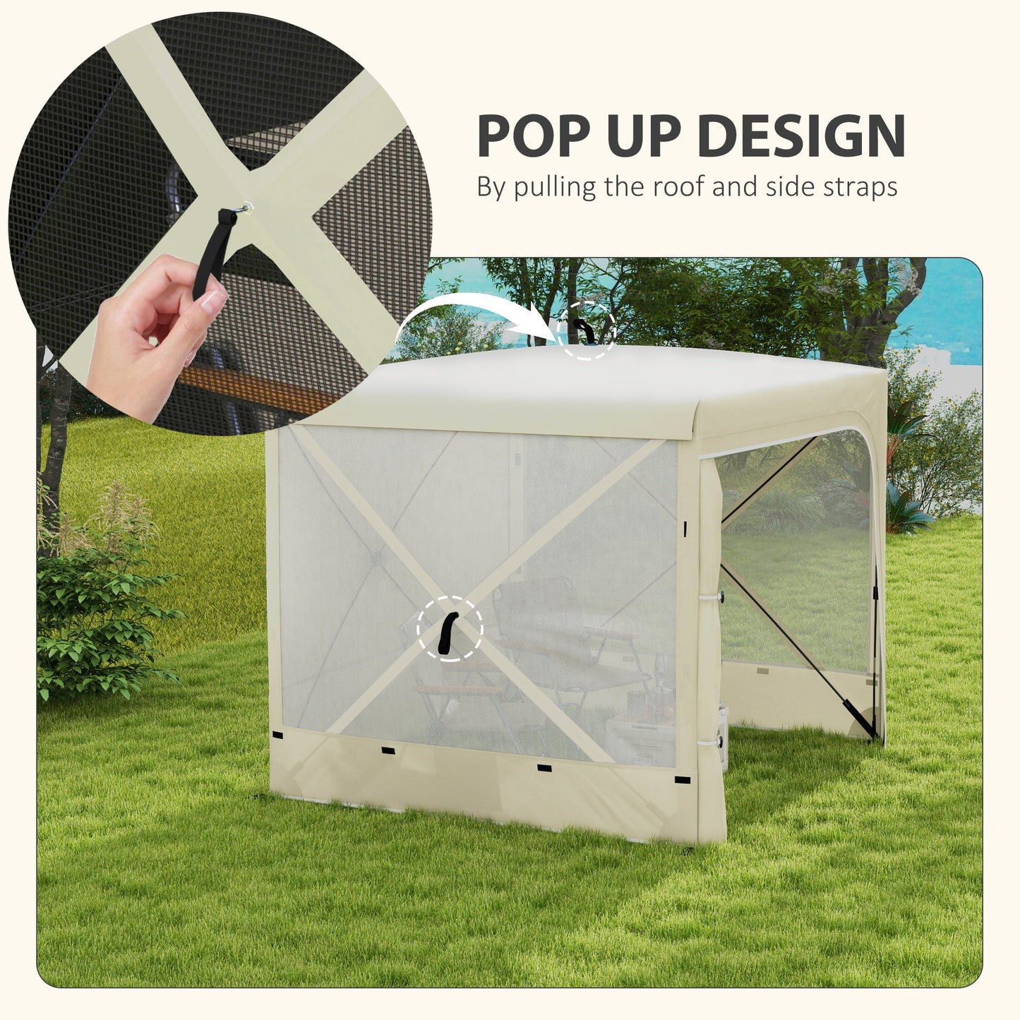 '-Outsunny 7' x 8' Pop Up Canopy Tent, Camping Tent Sun Shade Shelter with Curtains, Nettings and Carrying Bag, UV-Resistant - Outdoor Style Company