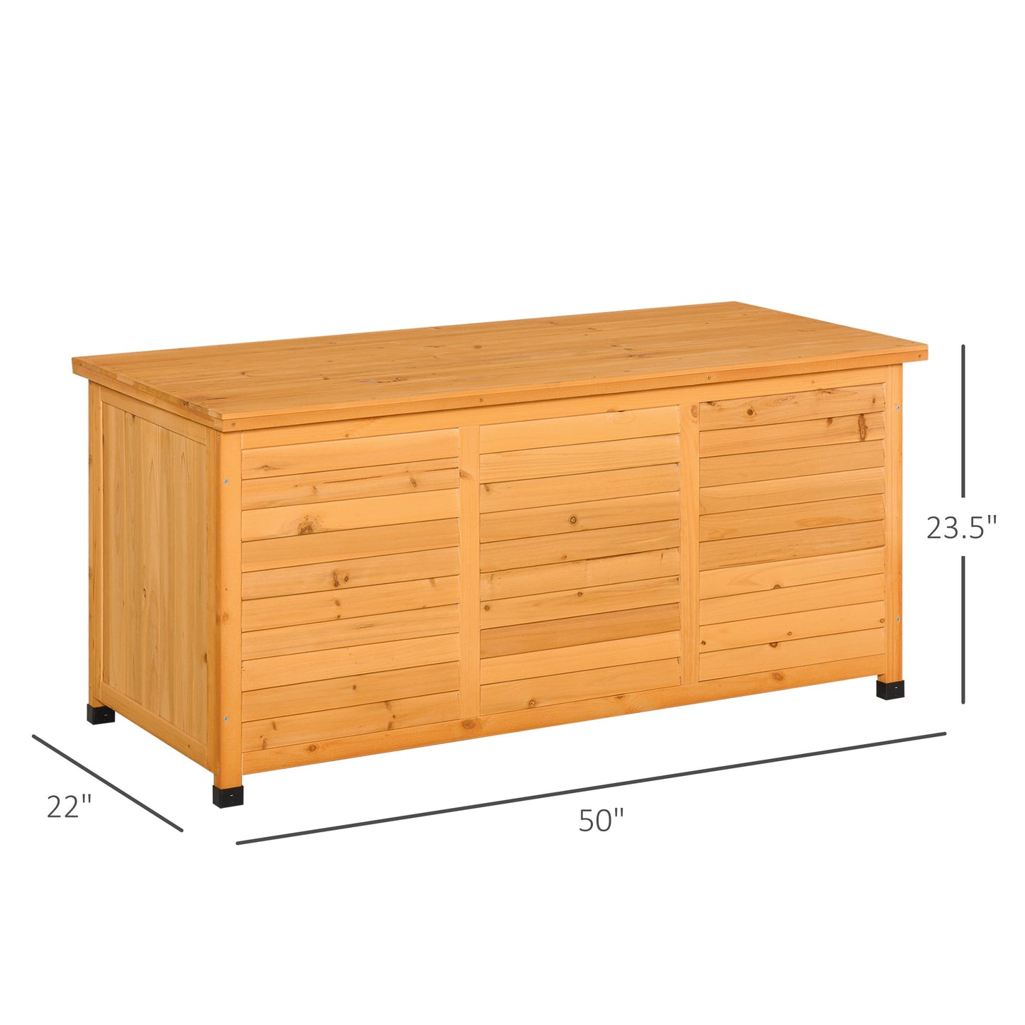 -Outsunny 75 Gallon Wooden Deck Box, Outdoor Storage Container with Aerating Gap & Weather-Fighting Finish, Yellow - Outdoor Style Company