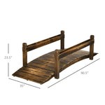 '-Outsunny 7.5' Wooden Garden Bridge with Planters on Safety Railings, Stained Finish Arc Footbridge for Backyards, Gardens and Streams - Outdoor Style Company