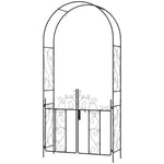 '-Outsunny 7.5ft Metal Garden Arbor with Double Gate, Arch Trellis for Climbing Plants, Roses, Vines, Black - Outdoor Style Company