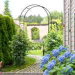 '-Outsunny 7.5ft Metal Garden Arbor with Double Gate, Arch Trellis for Climbing Plants, Roses, Vines, Black - Outdoor Style Company