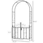 '-Outsunny 7.5ft Metal Garden Arbor with Double Gate, Arch Trellis for Climbing Plants, Roses, Vines, Black - Outdoor Style Company