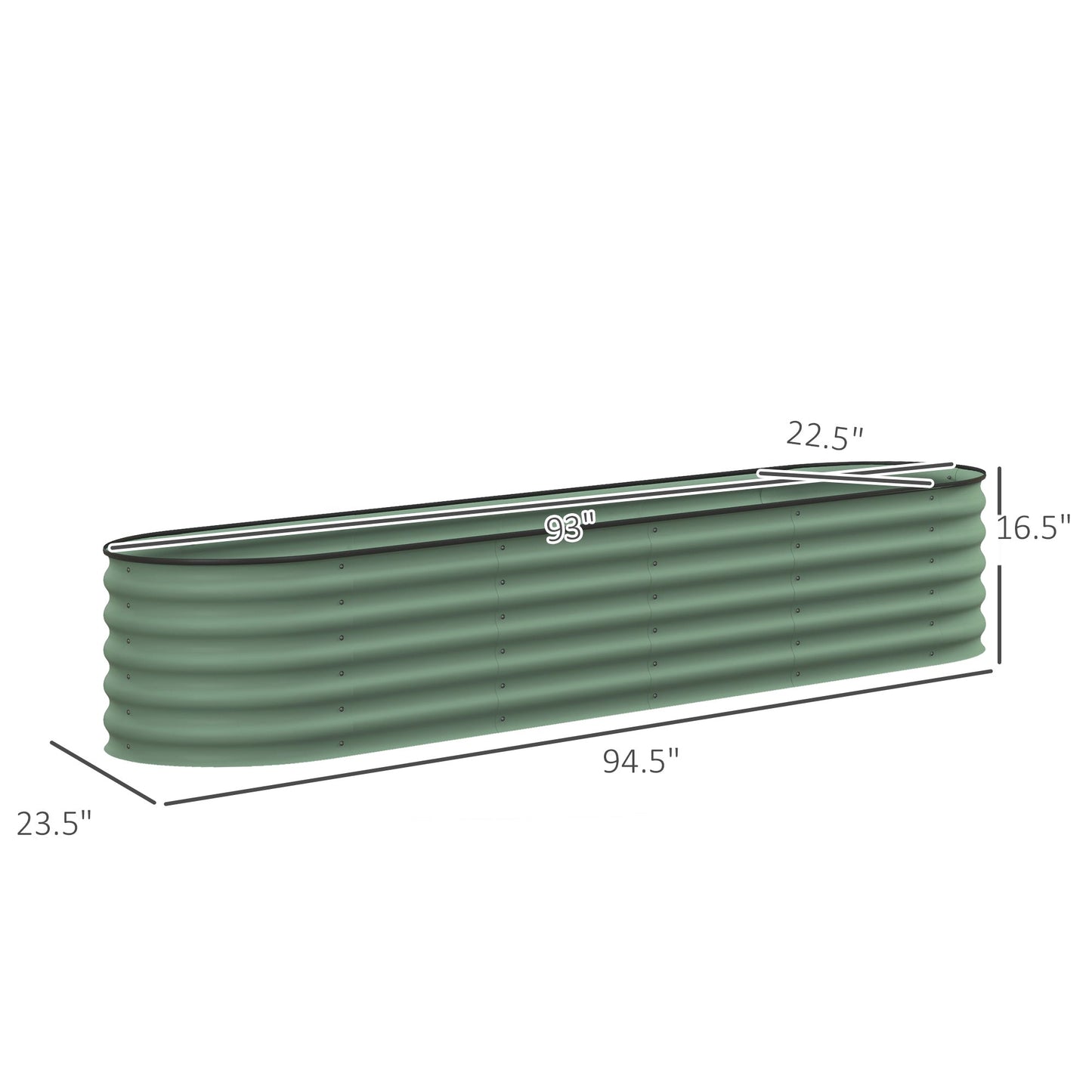 '-Outsunny 7.9 x 2 x 1.4ft Galvanized Raised Beds, Metal Garden Beds with Safety Edging, Green - Outdoor Style Company