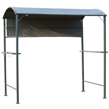 -Outsunny 7FT Grill Gazebo BBQ Canopy with Sun Shade Panel Side Awning, 2 Exterior Serving Shelves, 5 Hooks for Patio Lawn Backyard - Outdoor Style Company