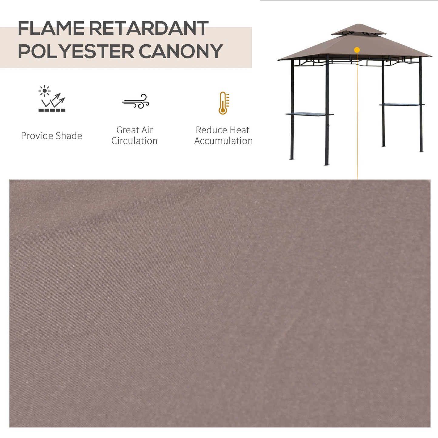 '-Outsunny 8' Patio BBQ Grill Gazebo Canopy with 2 Tier, Flame Retardant Cover, Large Storage Work Platform and Stylish Utility - Outdoor Style Company