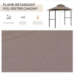 '-Outsunny 8' Patio BBQ Grill Gazebo Canopy with 2 Tier, Flame Retardant Cover, Large Storage Work Platform and Stylish Utility - Outdoor Style Company