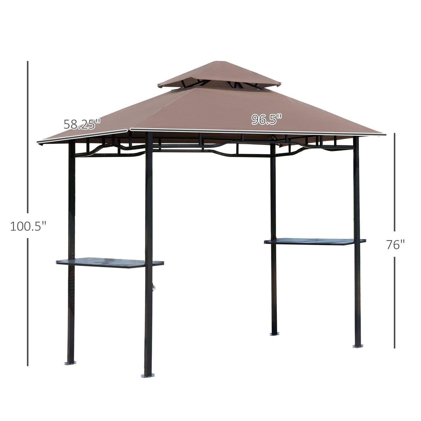 '-Outsunny 8' Patio BBQ Grill Gazebo Canopy with 2 Tier, Flame Retardant Cover, Large Storage Work Platform and Stylish Utility - Outdoor Style Company