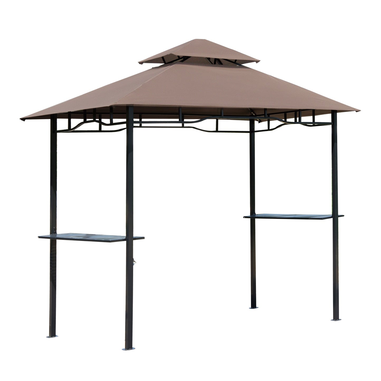 '-Outsunny 8' Patio BBQ Grill Gazebo Canopy with 2 Tier, Flame Retardant Cover, Large Storage Work Platform and Stylish Utility - Outdoor Style Company