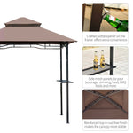 '-Outsunny 8' Patio BBQ Grill Gazebo Canopy with 2 Tier, Flame Retardant Cover, Large Storage Work Platform and Stylish Utility - Outdoor Style Company