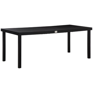 '-Outsunny 8 People Rectangular Pedestal Dining Table, with Aluminum Frame, All-Weather HDPE Wood Top, Foot Pads for Garden, Patio, Black | Aosom.com - Outdoor Style Company