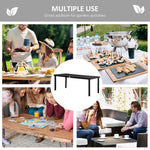 '-Outsunny 8 People Rectangular Pedestal Dining Table, with Aluminum Frame, All-Weather HDPE Wood Top, Foot Pads for Garden, Patio, Black | Aosom.com - Outdoor Style Company